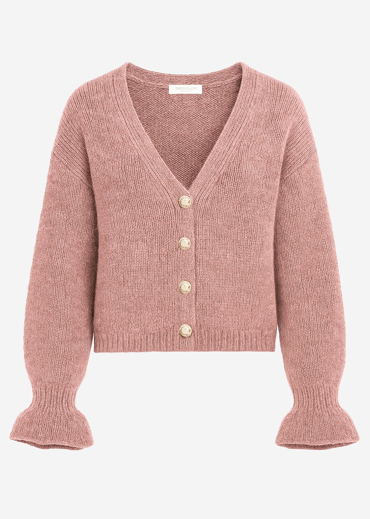 Cardigan with flounces - dusky pink