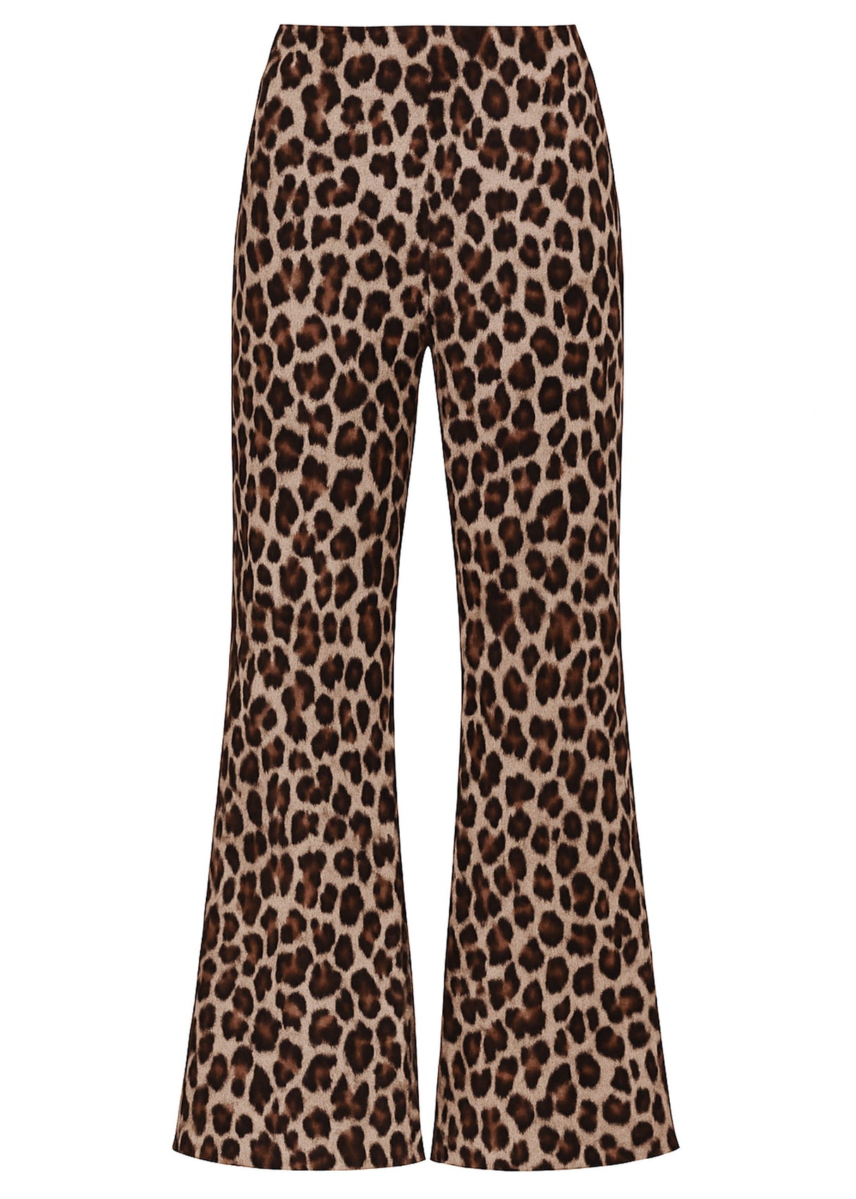 Wide jersey pants with leopard print - beige