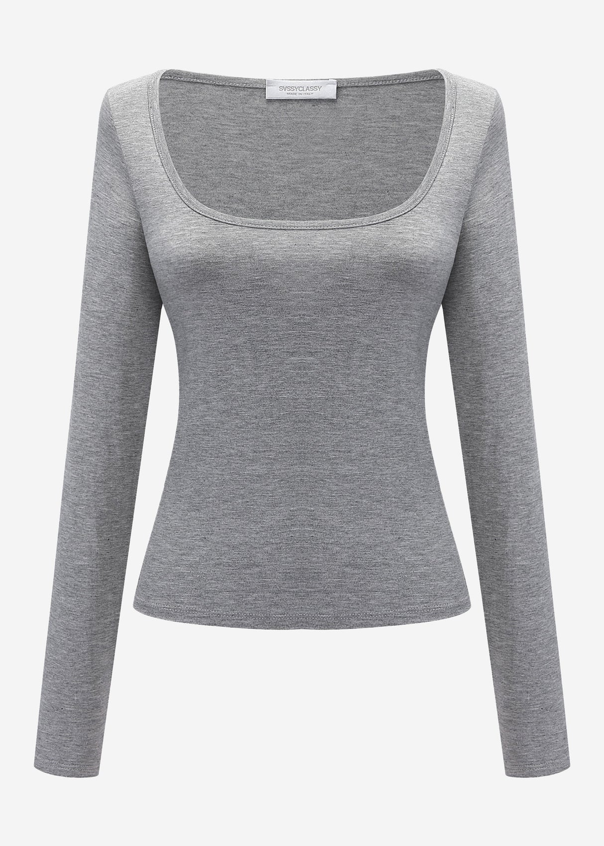 Long-sleeved shirt with neckline - grey