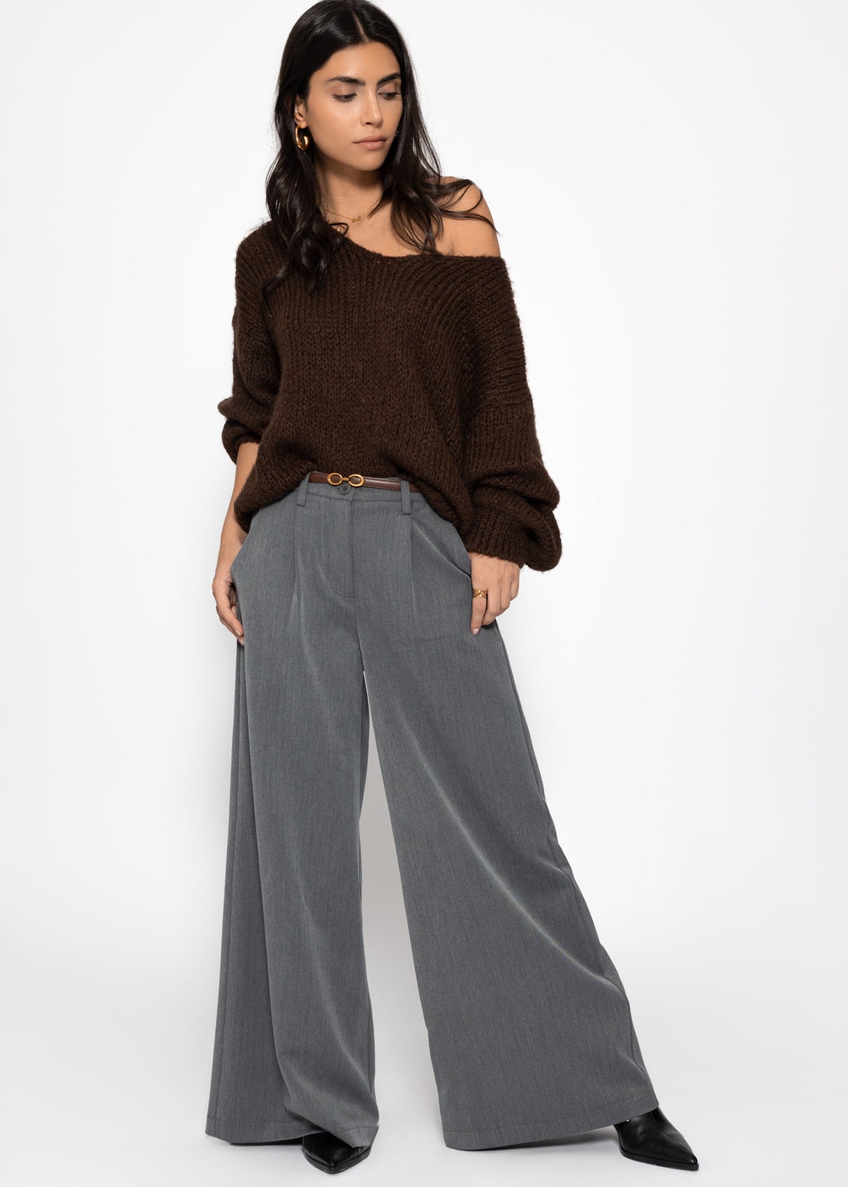 Wide-leg suit pants - gray