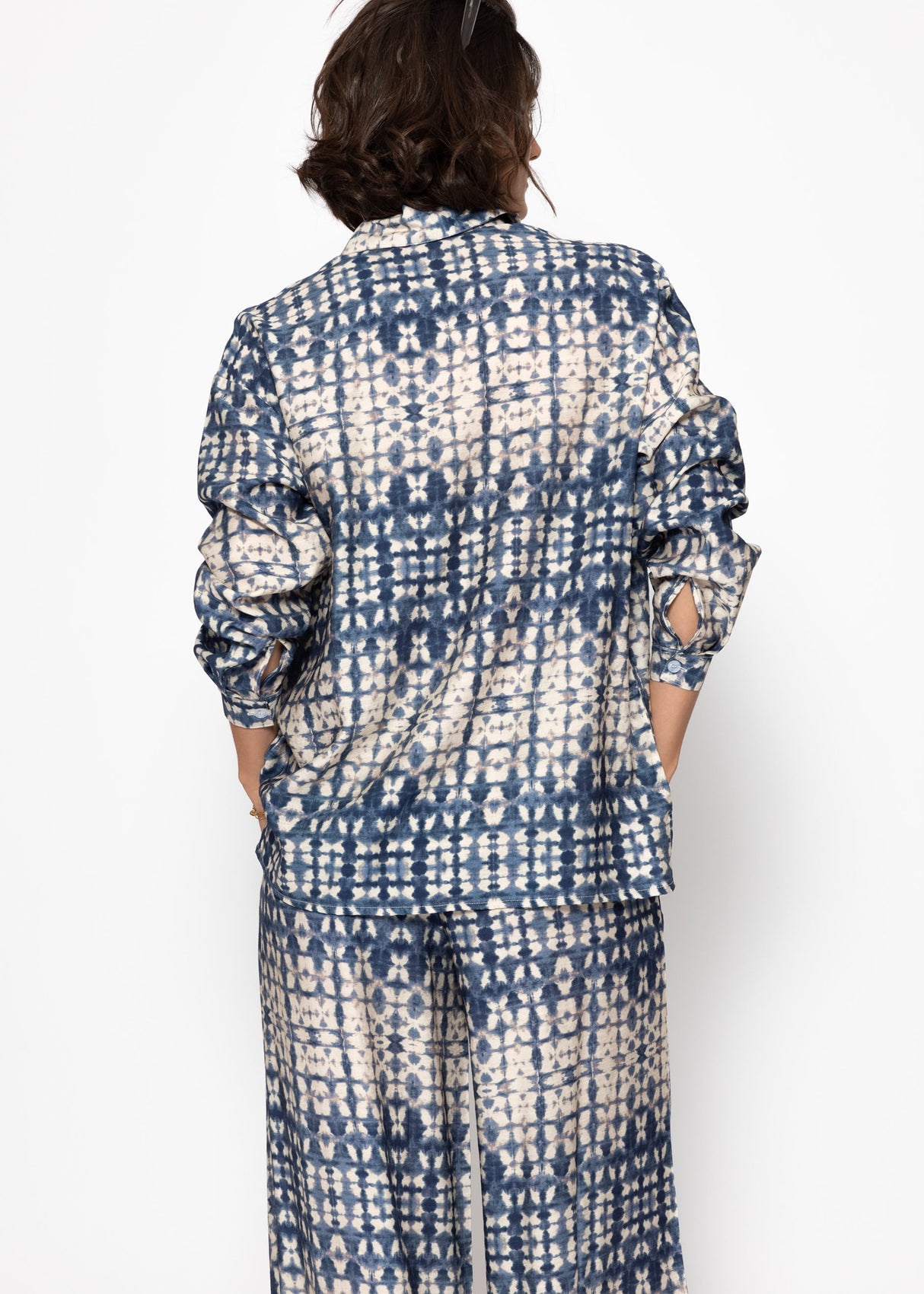 Bluse mit Print - blau