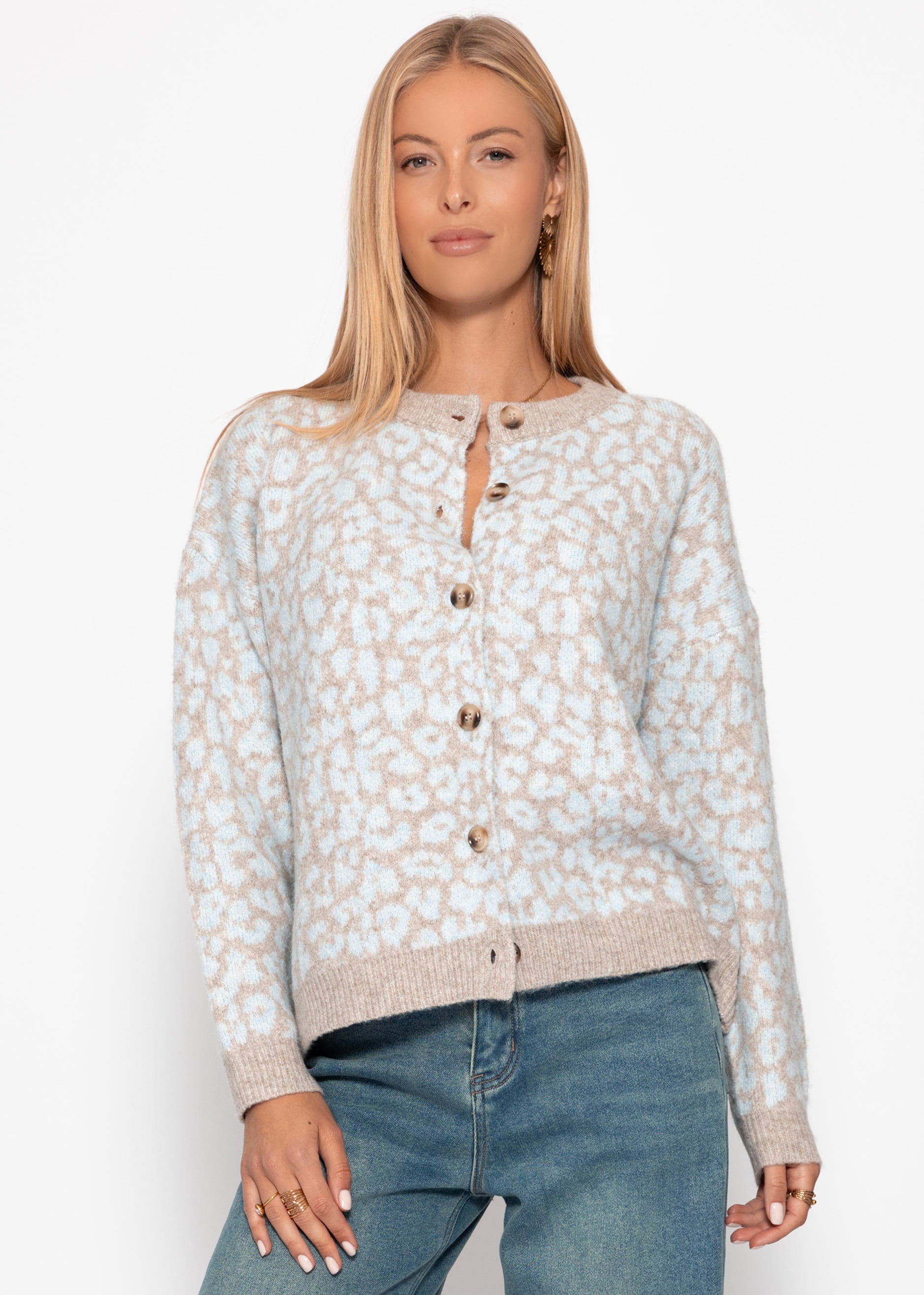 Cardigan with Leo pattern - light blue