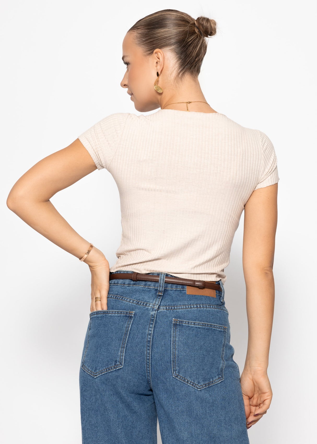 Crop shirt, beige