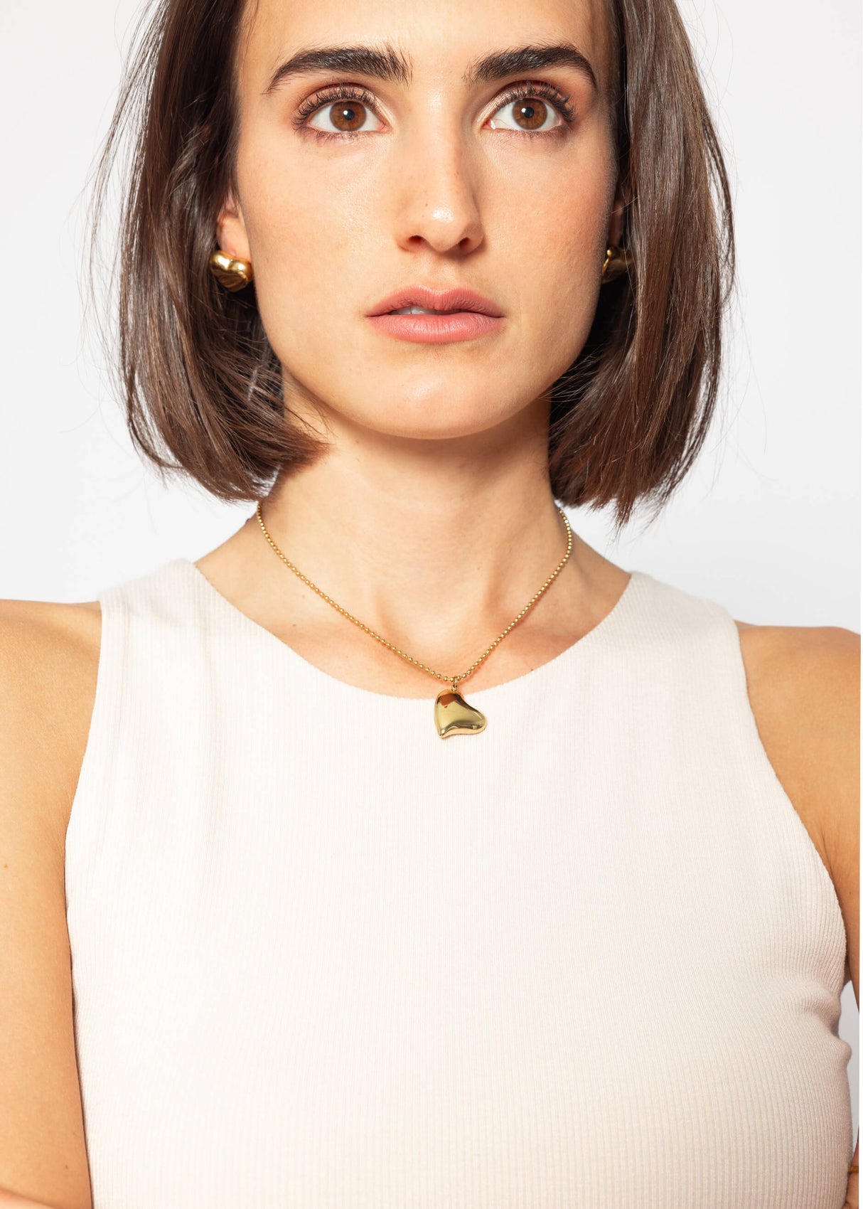 Double -layer, ribbed tank top - light beige