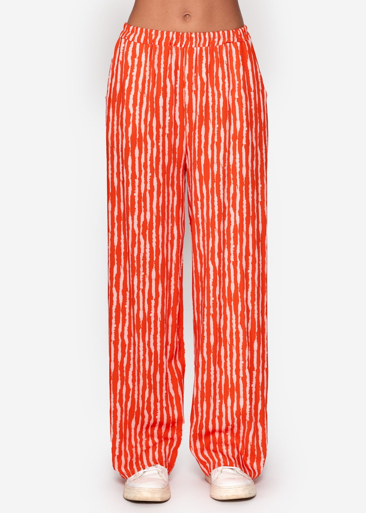 Gestreifte Satinhose - orange