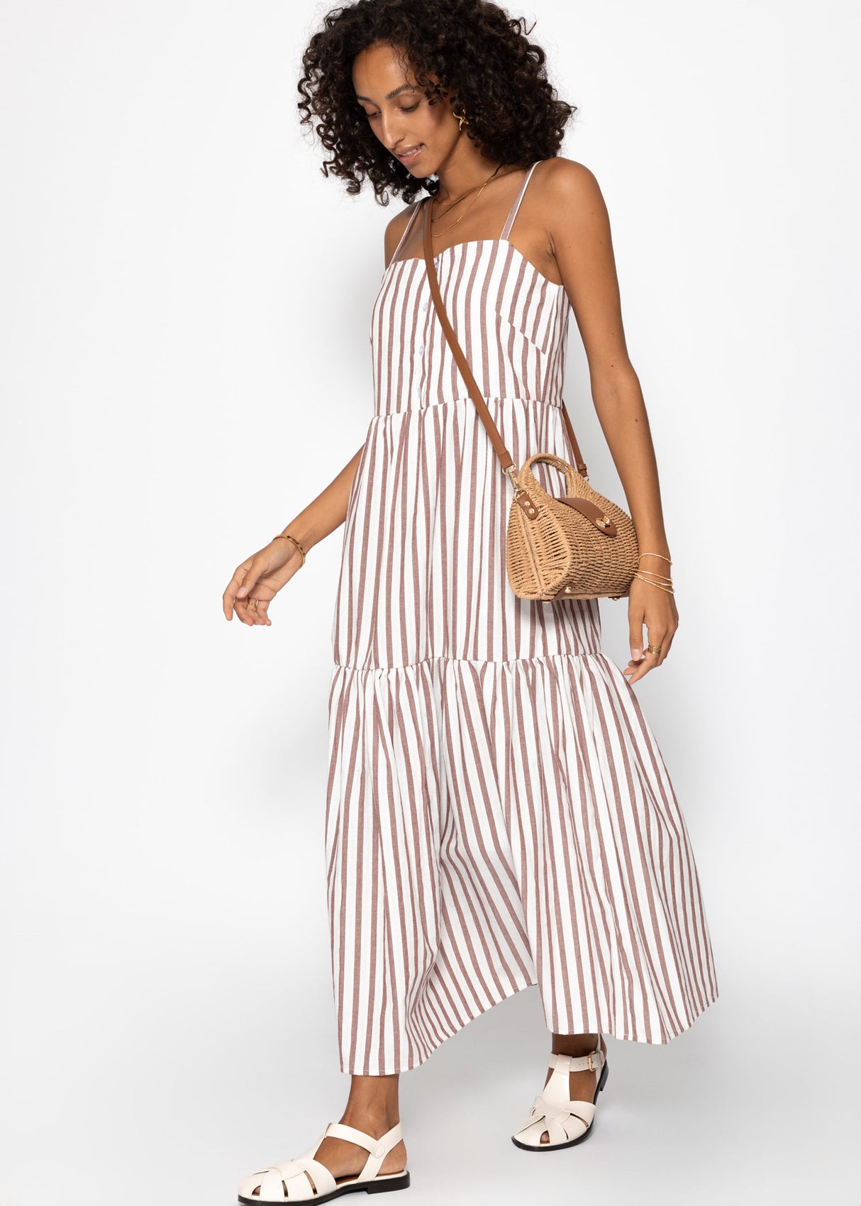 Striped Maxi carrier dress - Burgundy