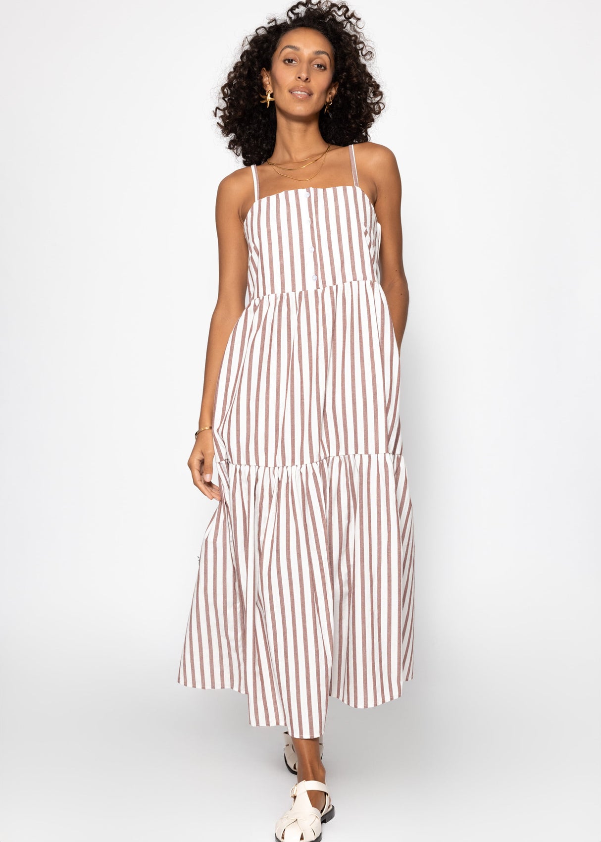 Striped Maxi carrier dress - Burgundy