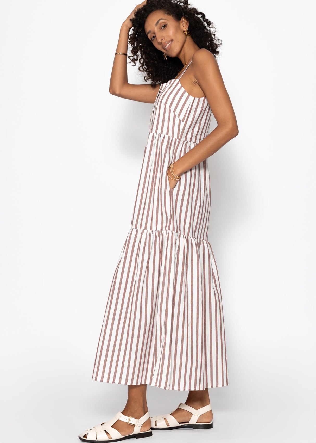 Striped Maxi carrier dress - Burgundy