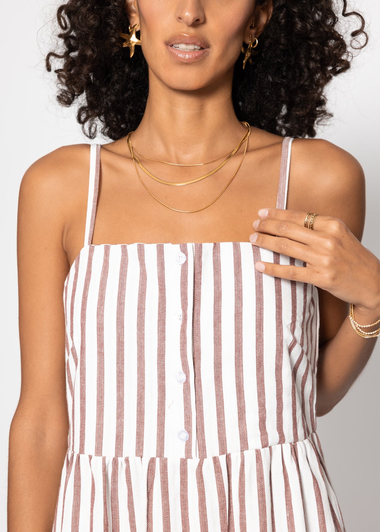 Striped Maxi carrier dress - Burgundy