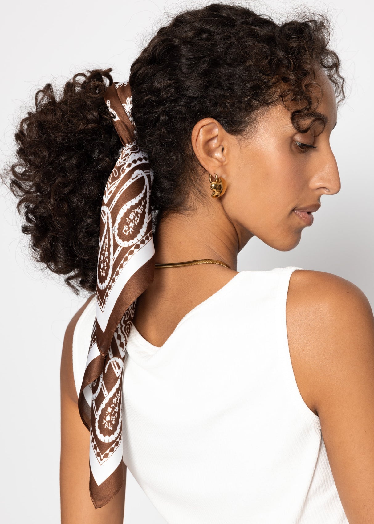 Scarf with paisley print - dark brown