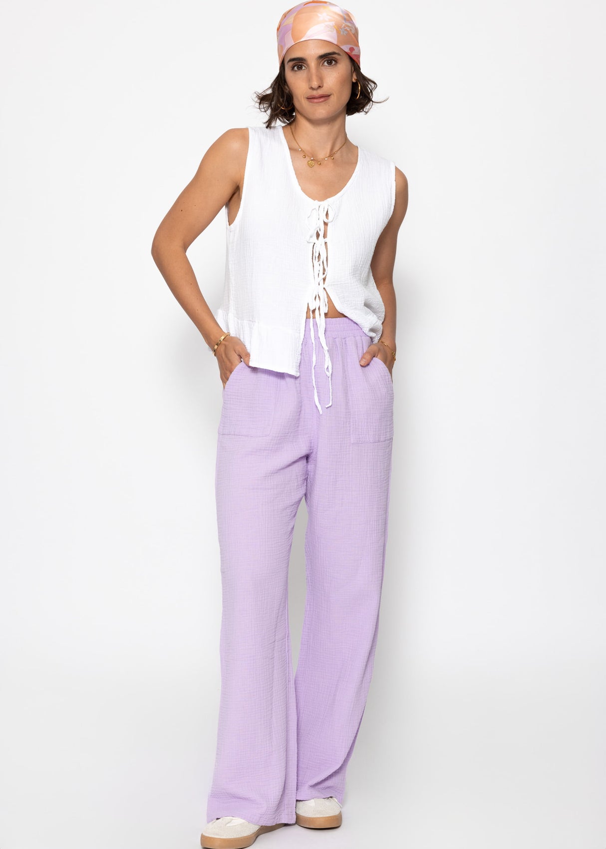 Narrow with summer print - lilac orange