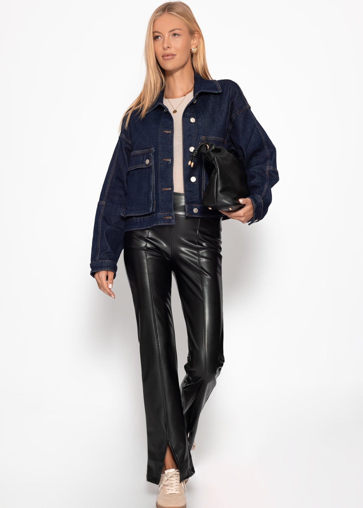 Denim jacket with patch pockets - dark blue