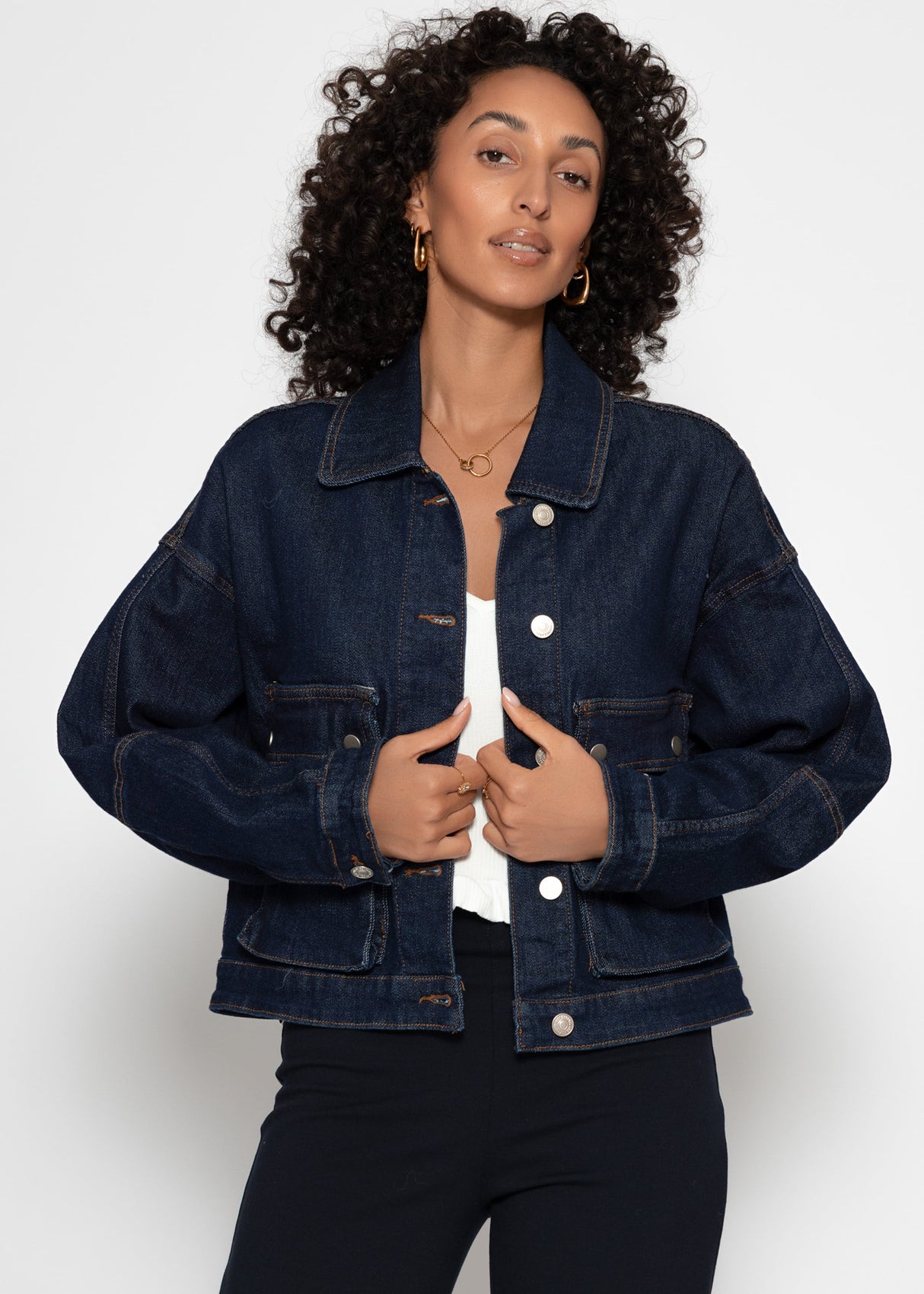 Jeans Jacke mit aufgesetzten Taschen - dunkelblau