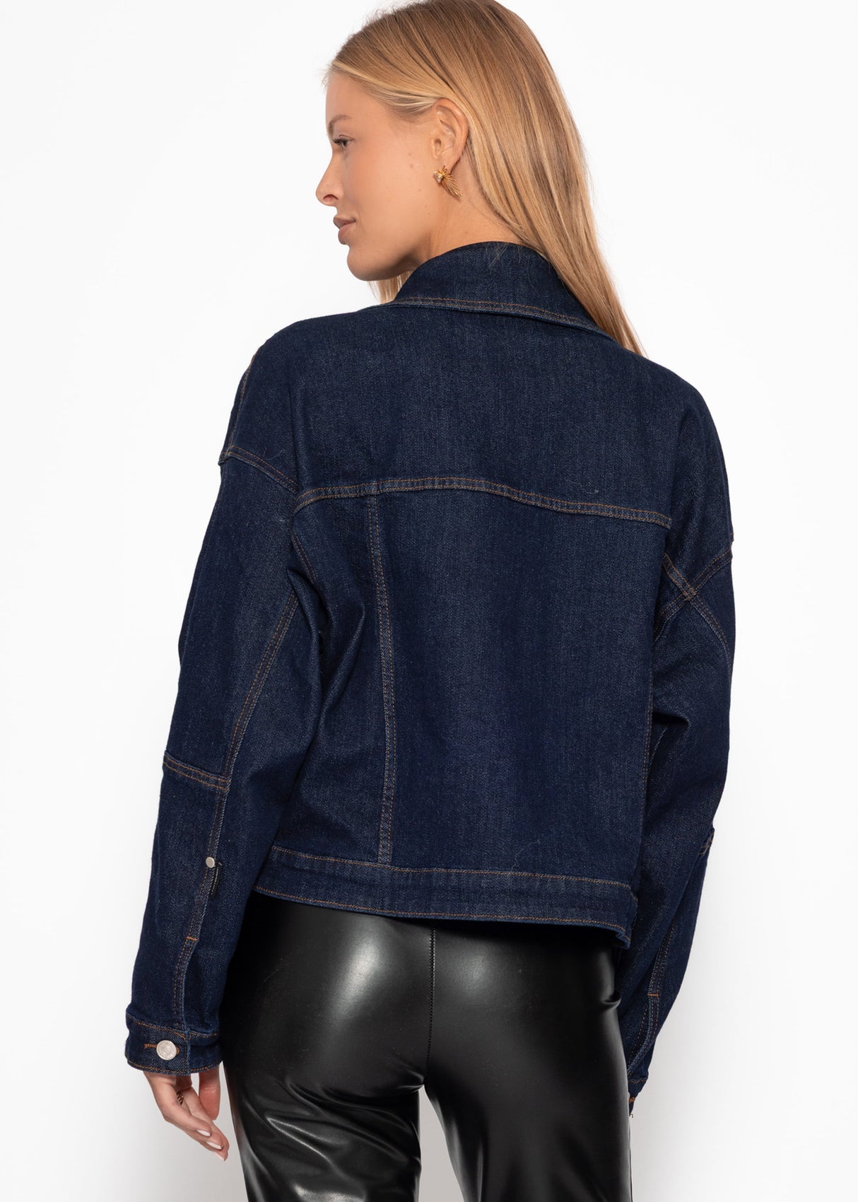 Denim jacket with patch pockets - dark blue