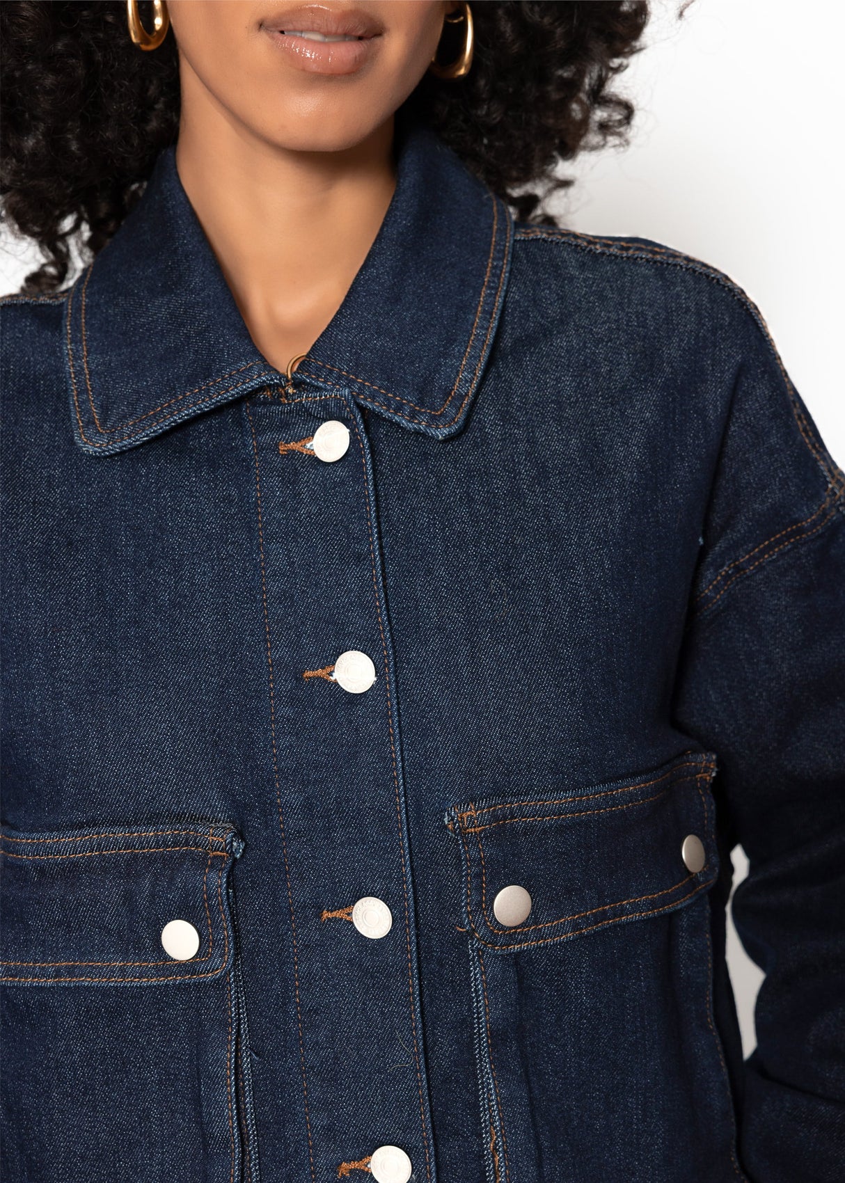 Jeans Jacke mit aufgesetzten Taschen - dunkelblau