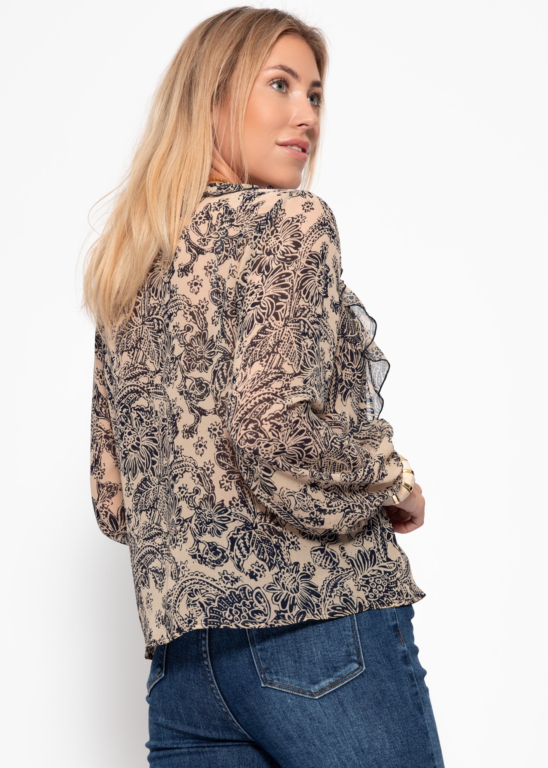 Light blouse with ruffles - beige