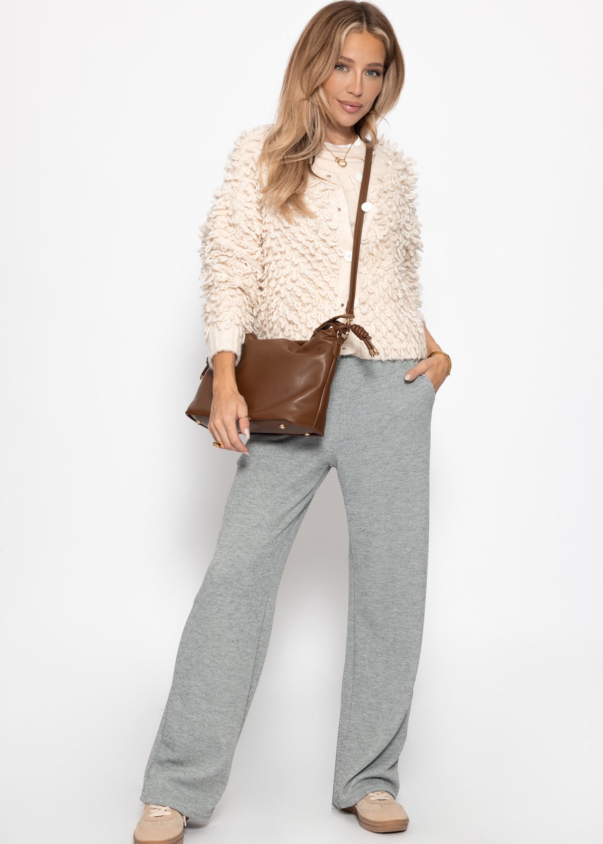 Loungewear trousers in rippoptics - gray