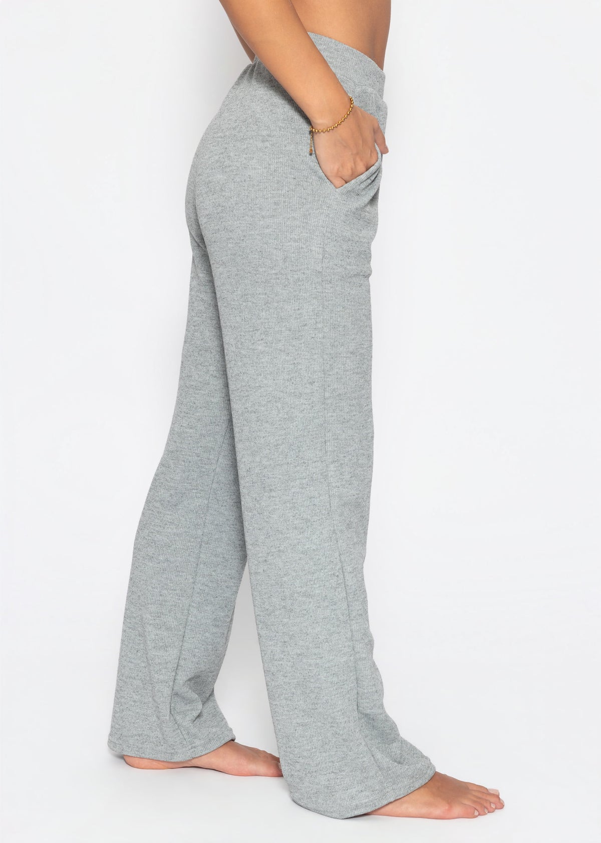 Loungewear Hose in Rippoptik - grau