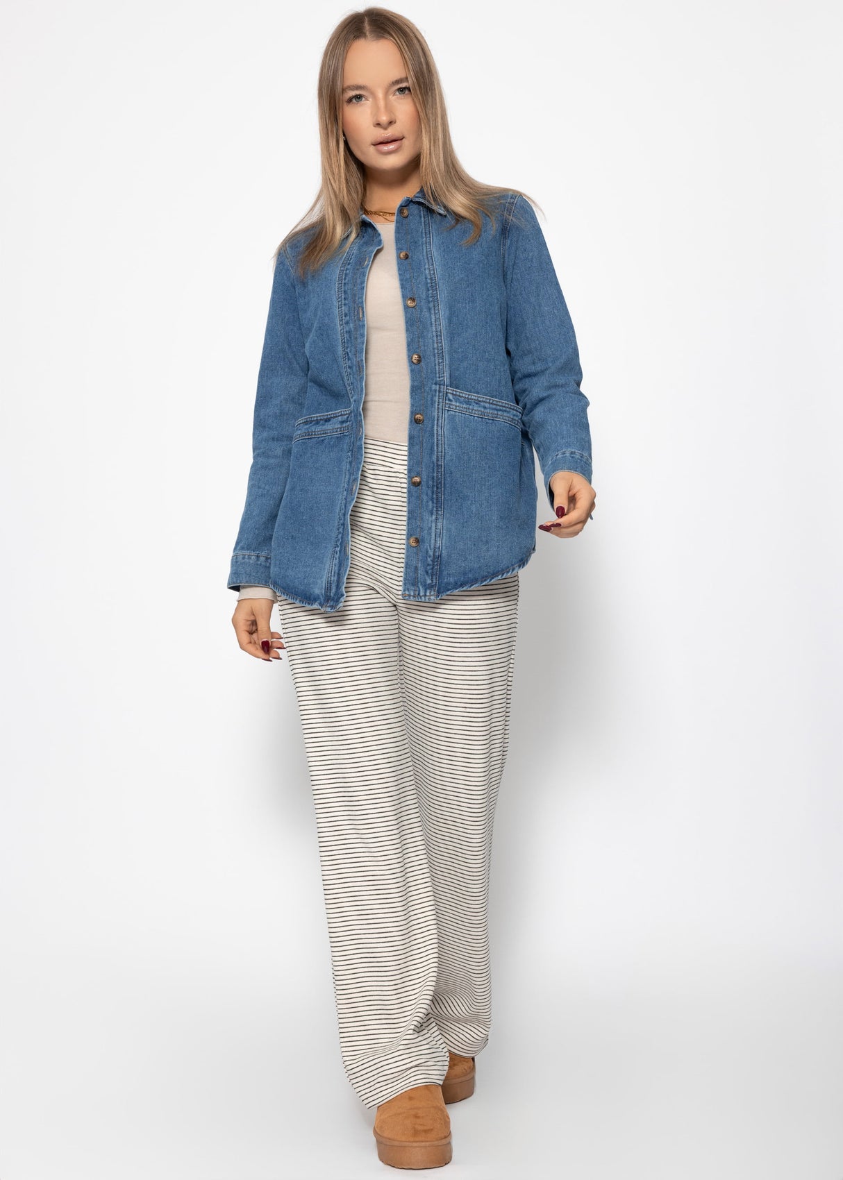 Loungewear trousers with stripes - offwhite