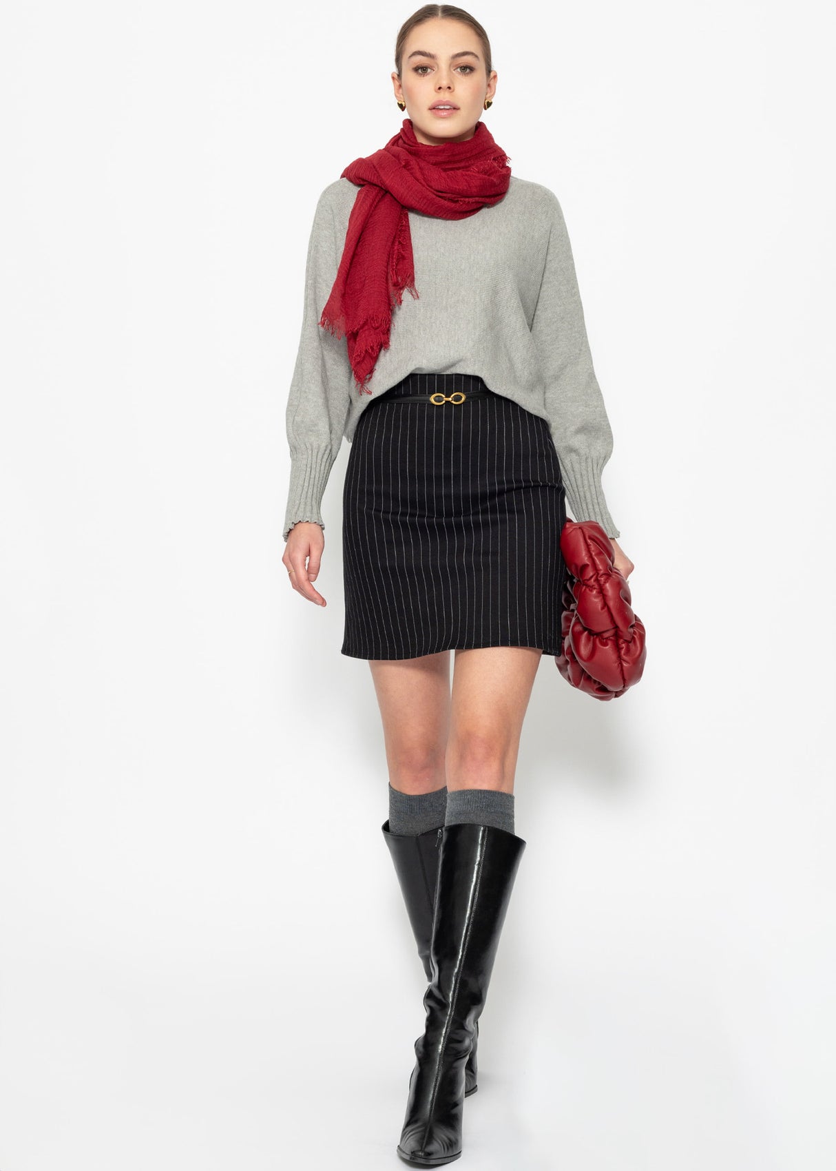 Mini skirt with pinstripes - black