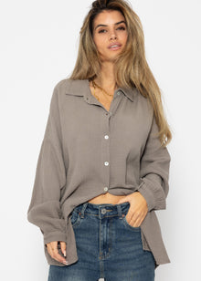 Muslin blouse in regular fit - taupe