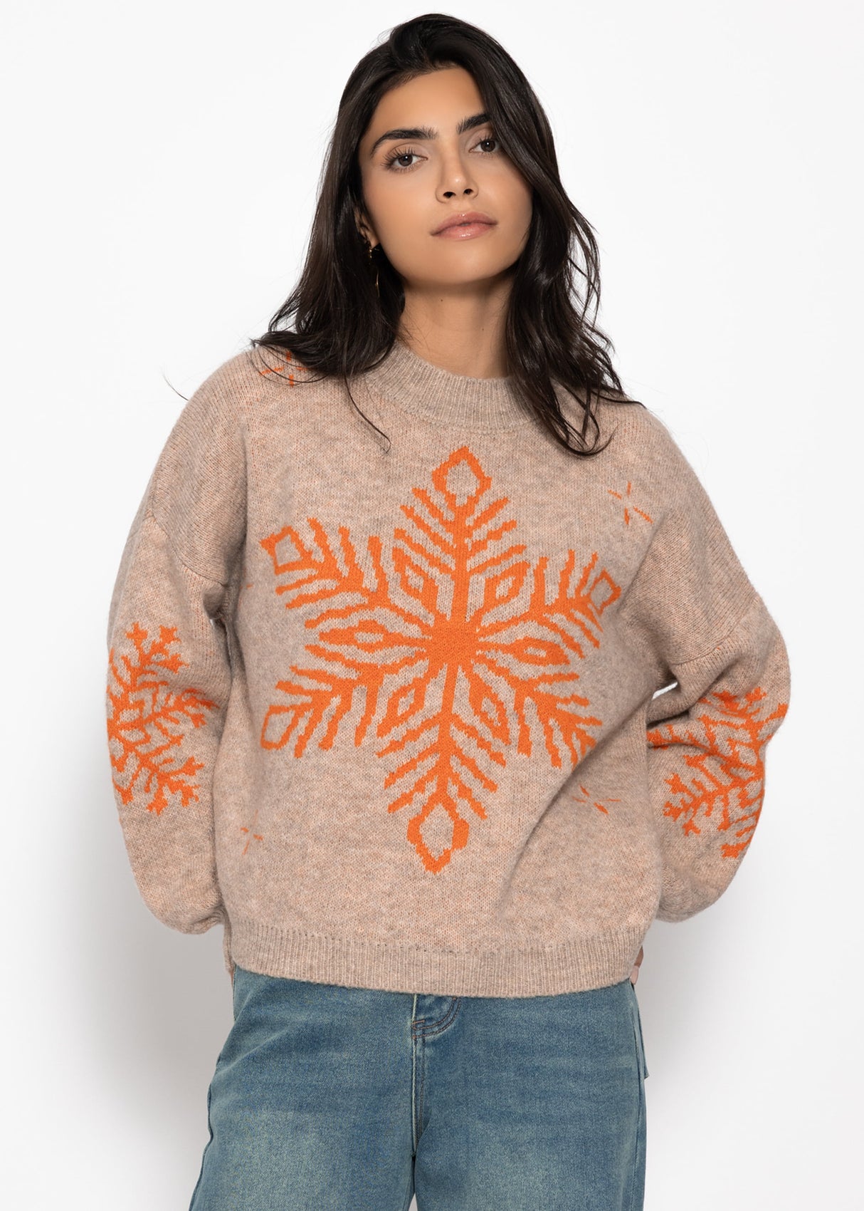 Sweater with snowflake - beige