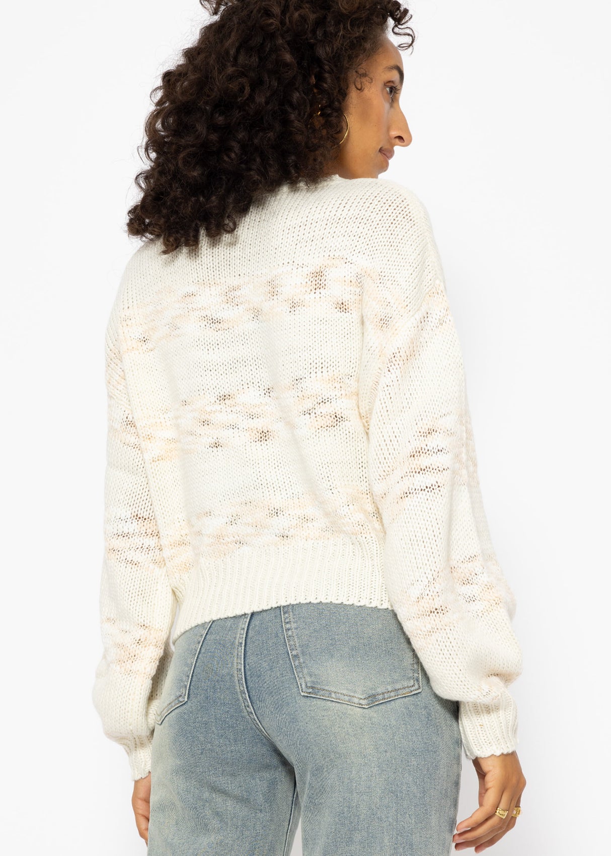 Sweater with multicolor stripes - off-white-beige
