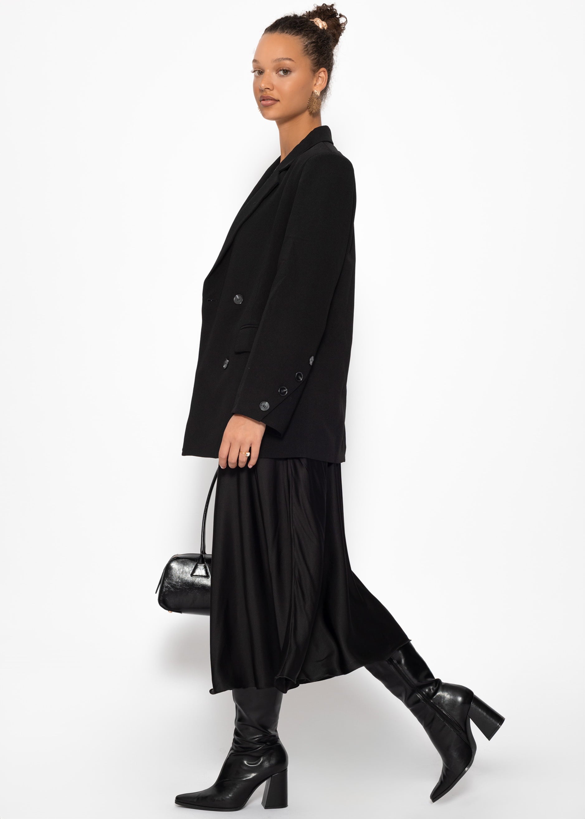 Satin-look skirt - black