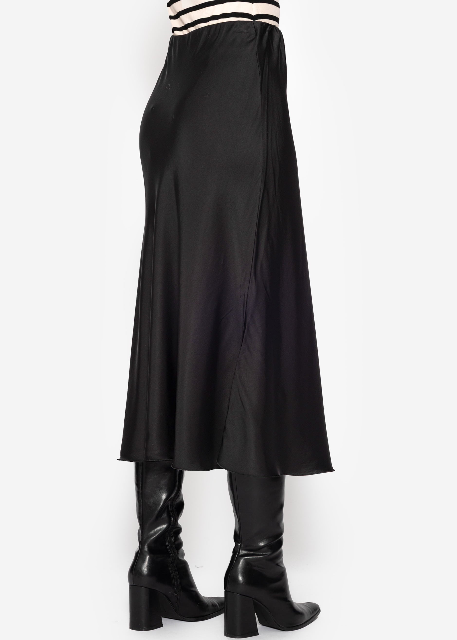 Satin-look skirt - black