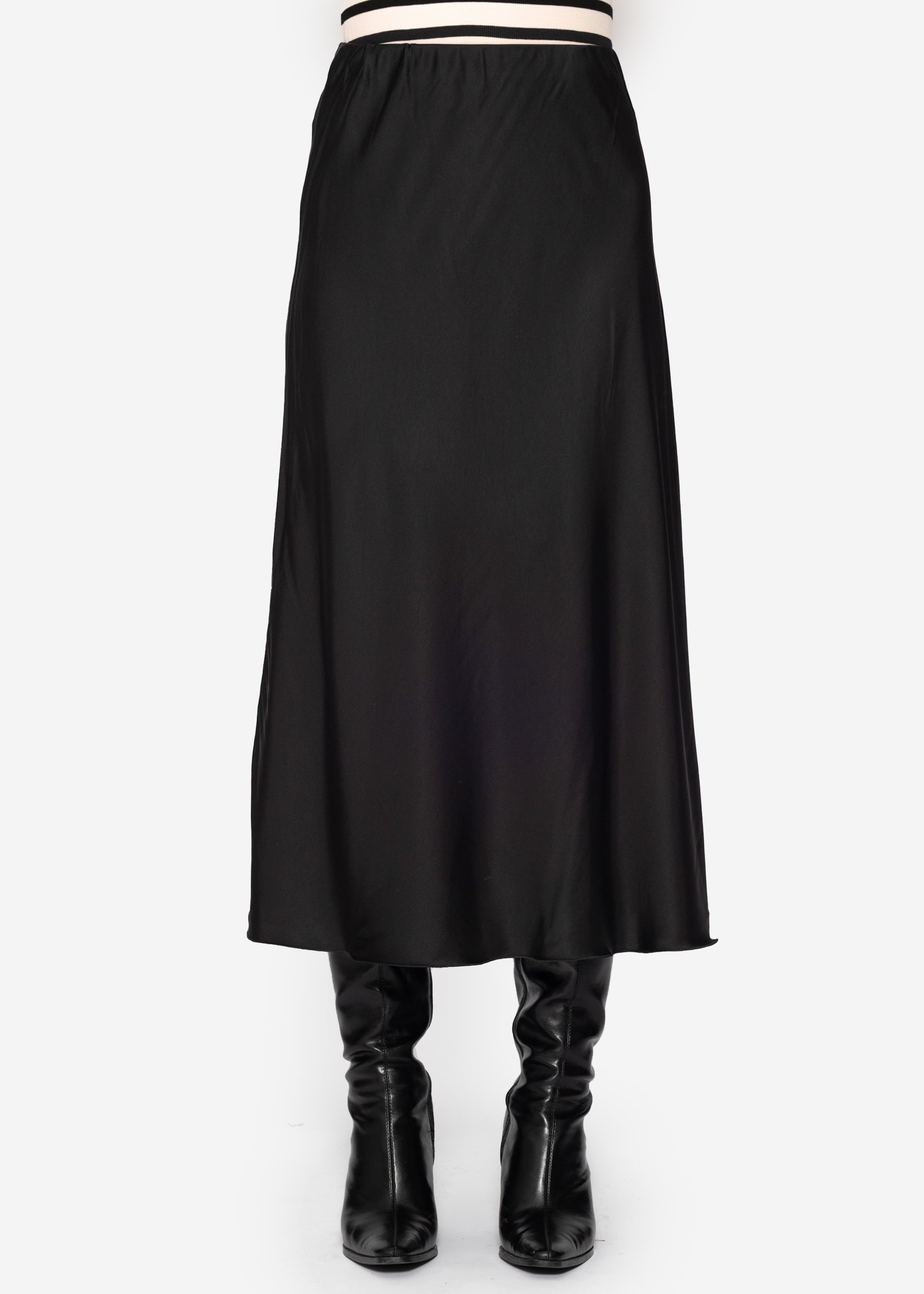 Satin-look skirt - black