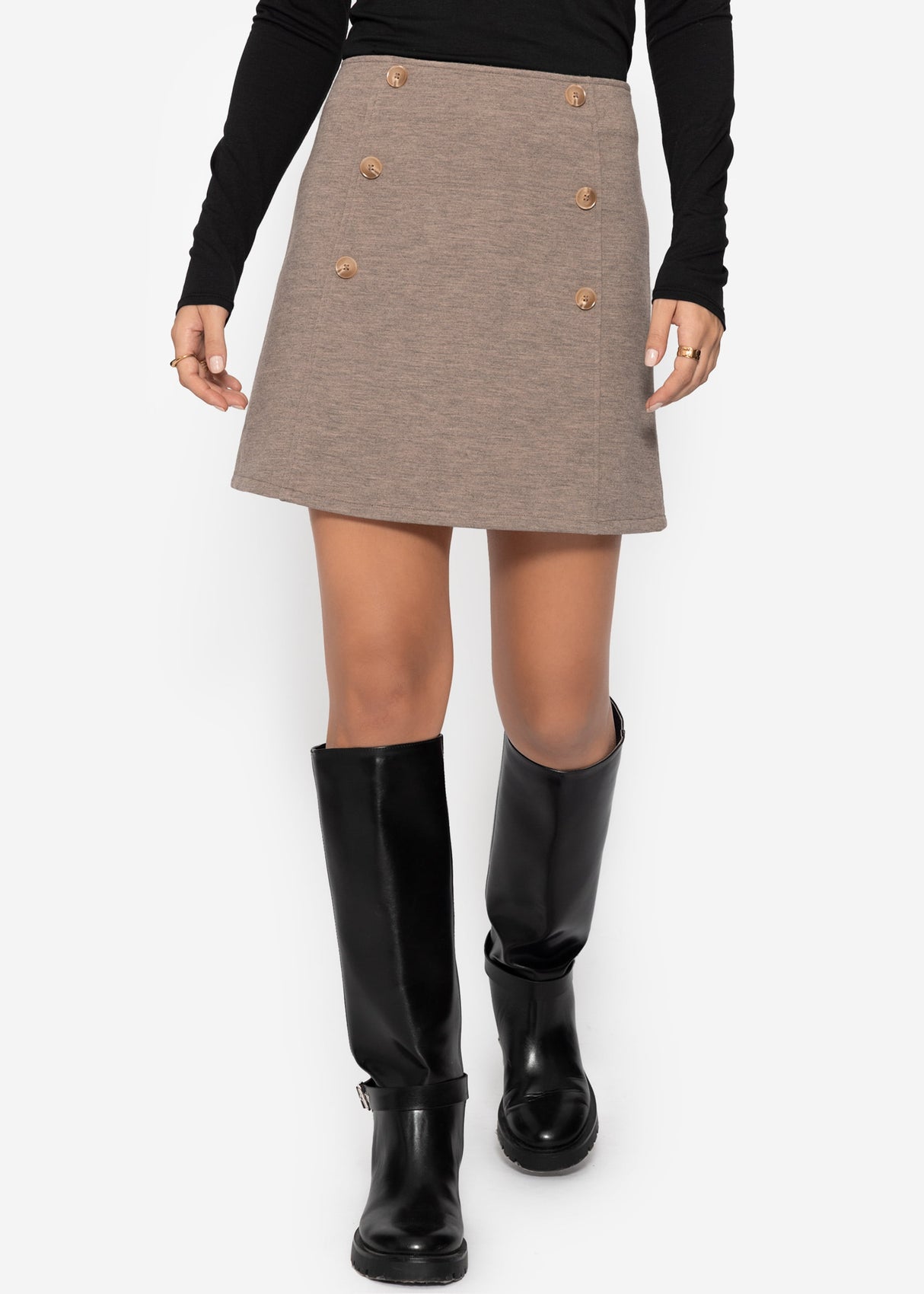 Skirt with decorative buttons - taupe