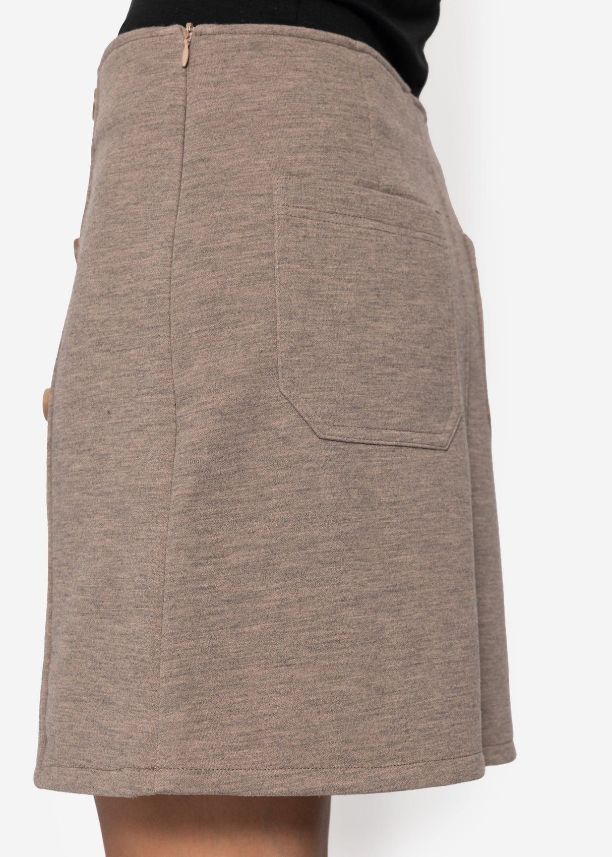 Skirt with decorative buttons - taupe