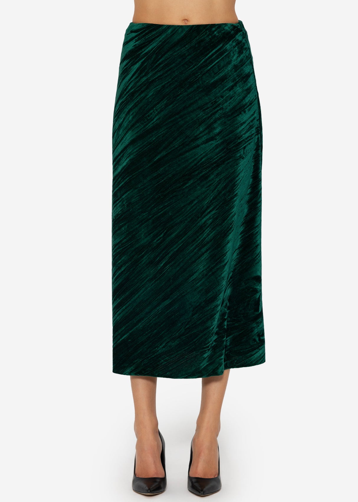 Velvet midi skirt - emerald green
