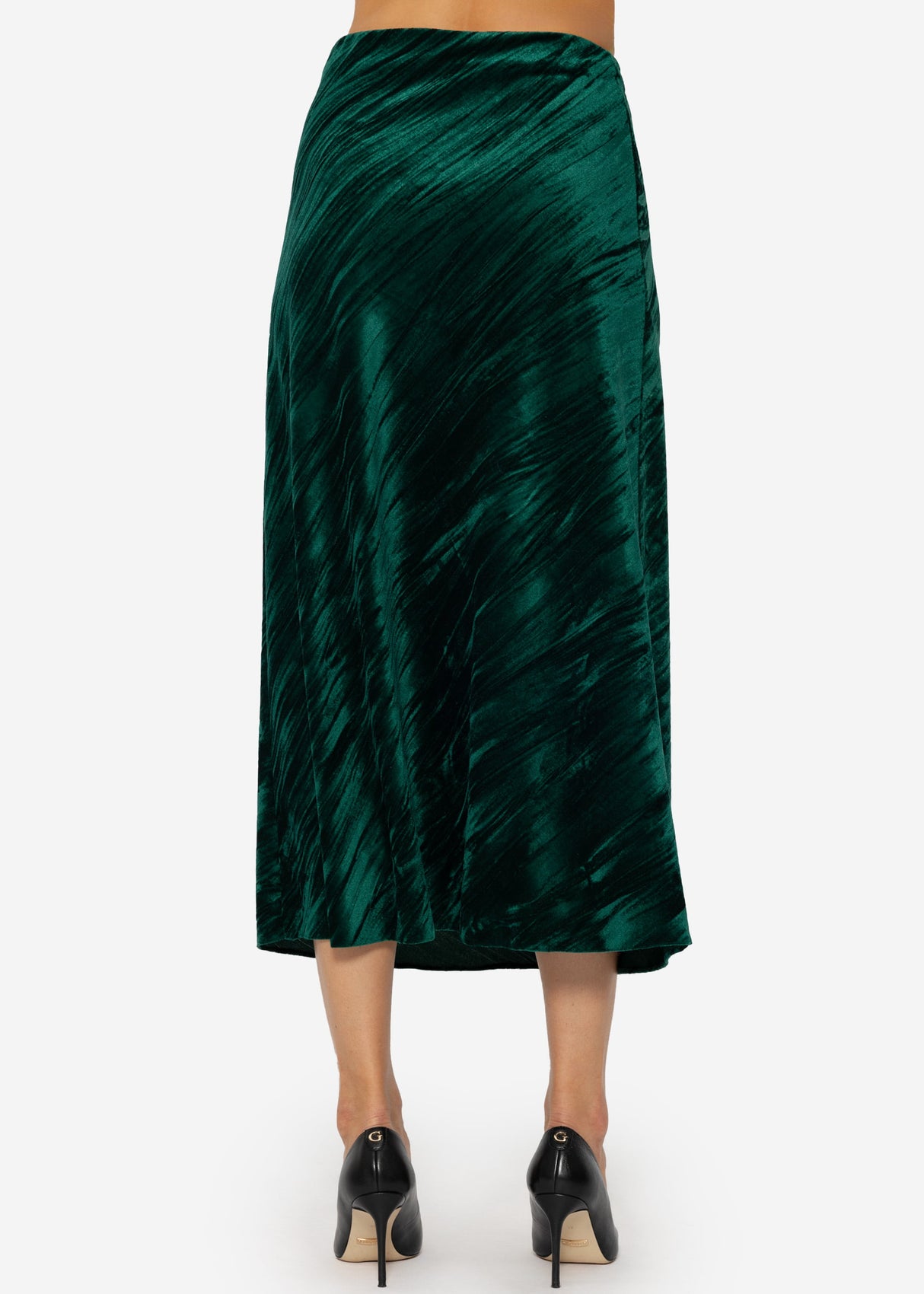 Velvet midi skirt - emerald green