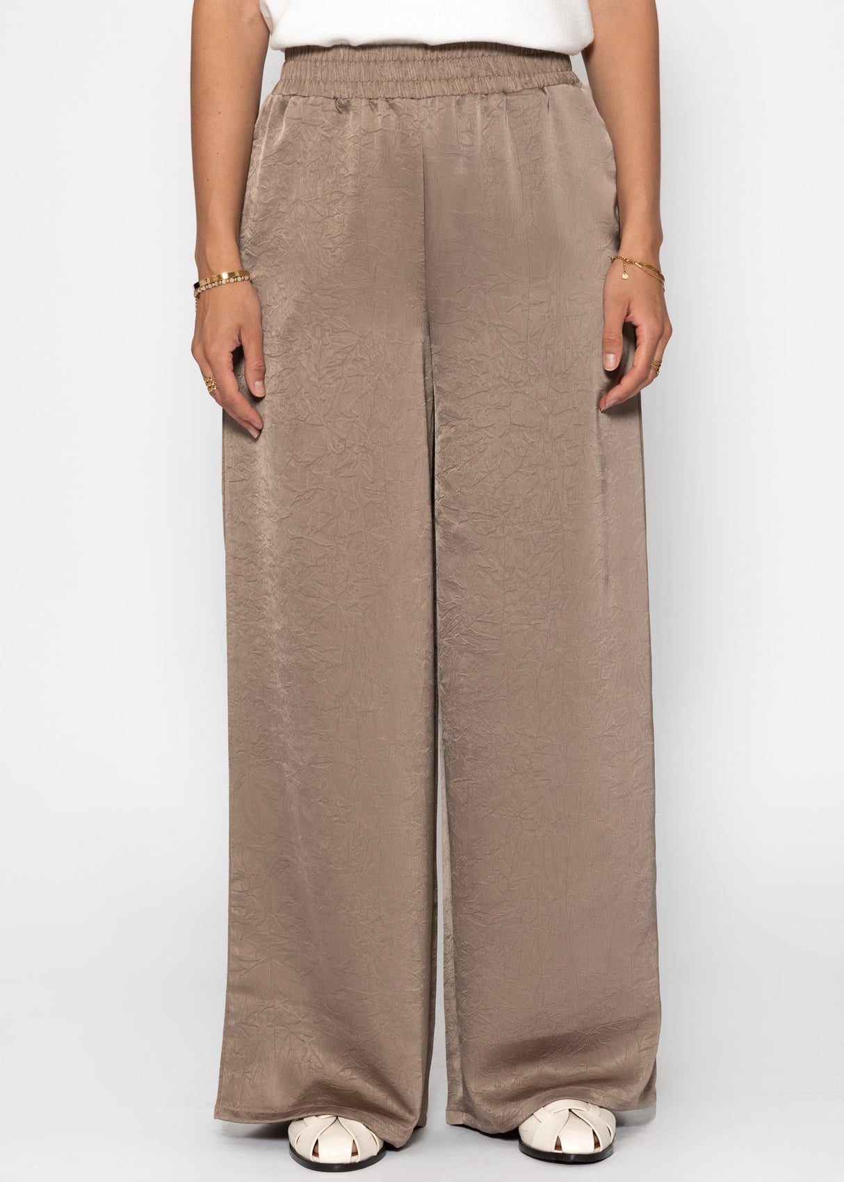 Satin Hose mit weitem Bein - taupe