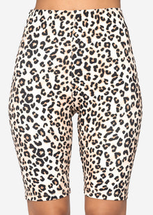 Sport cyclist trousers with leo -print - beige
