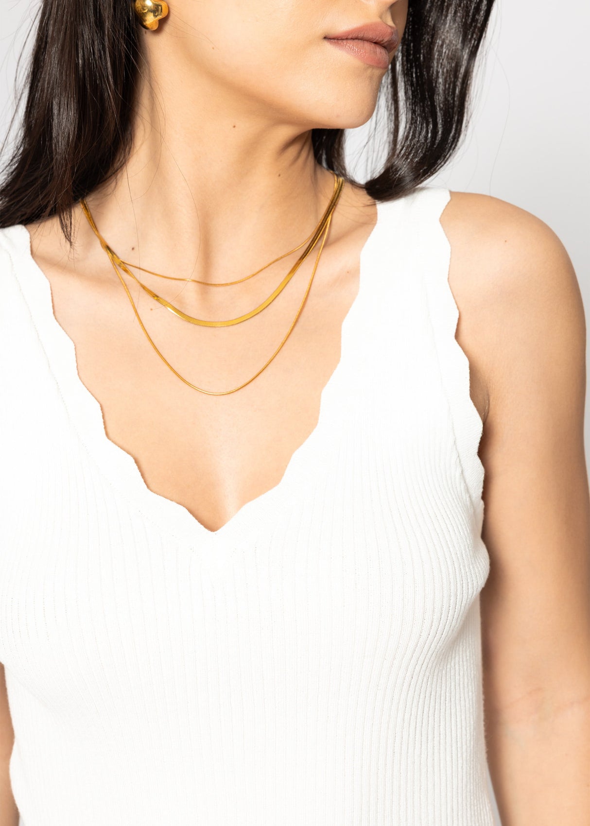 Strick Top mit V-Ausschnitt - offwhite