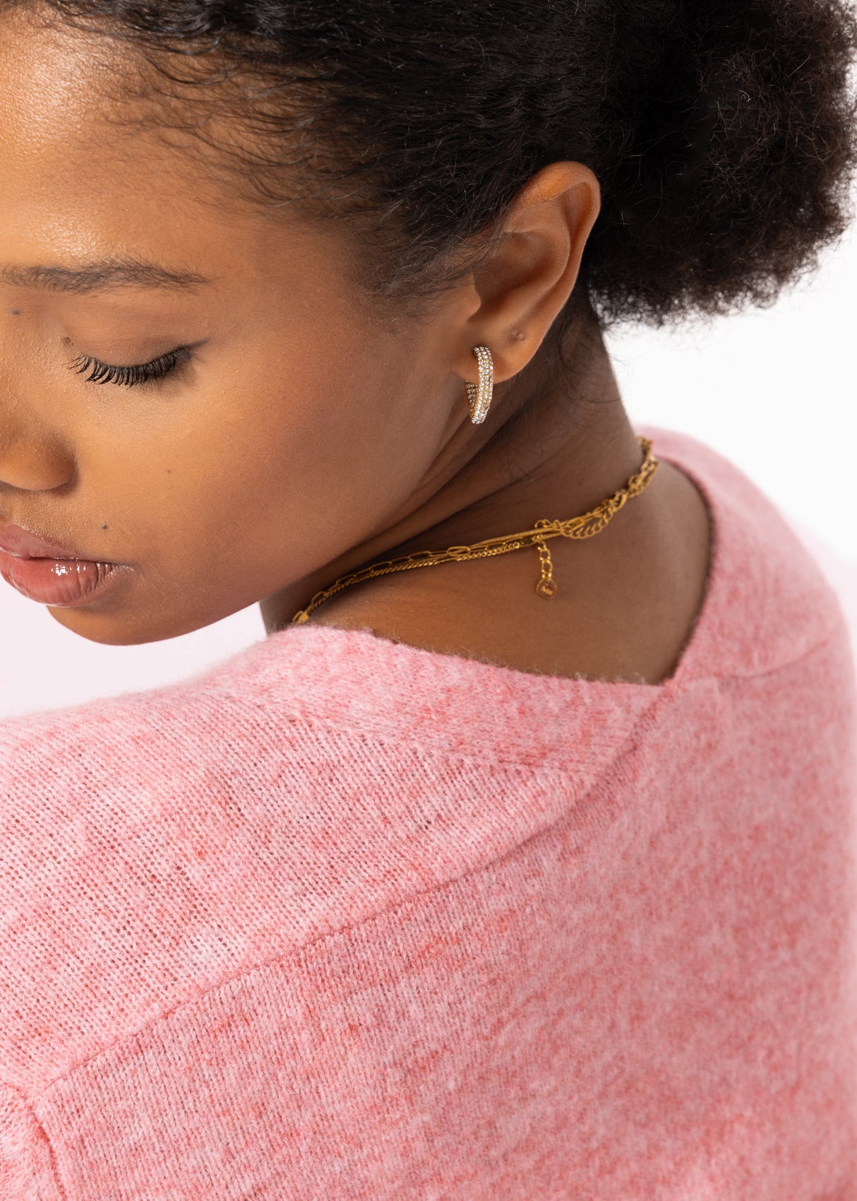 V-neck knitted dress - pink