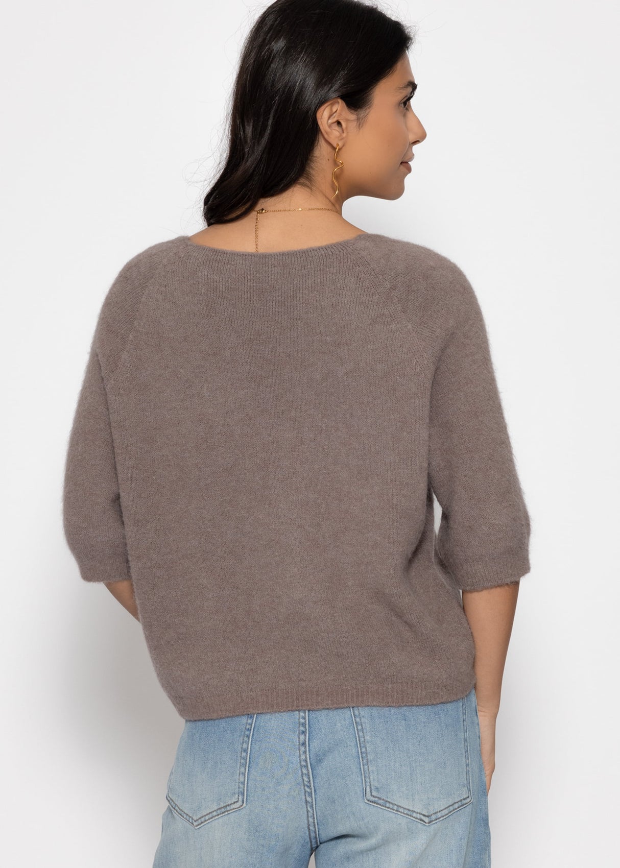 V-neck knit top - taupe