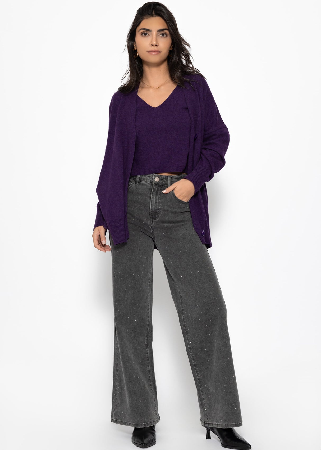 Knitted top with cashmere - purple