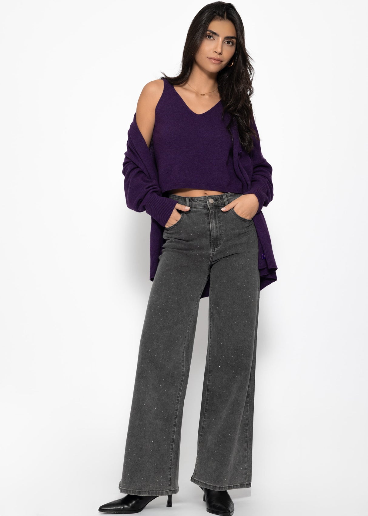 Knitted top with cashmere - purple