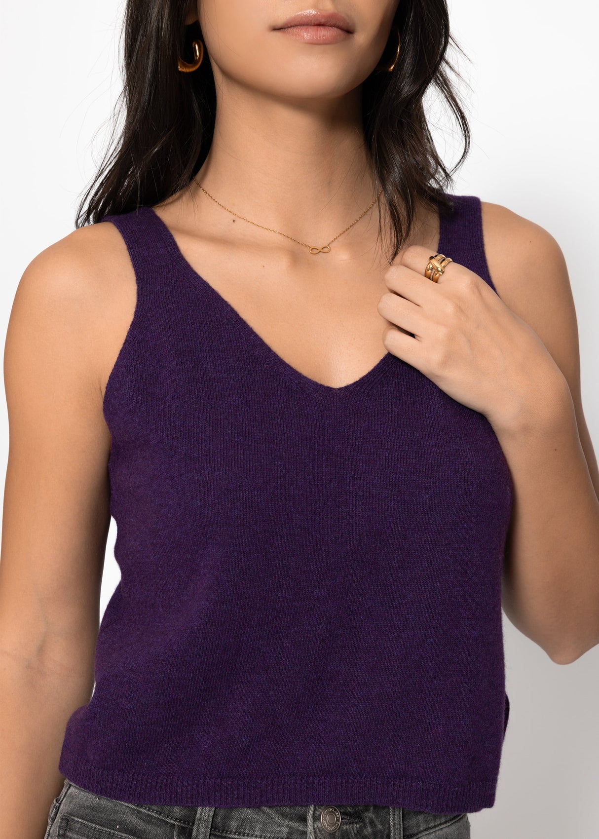 Knitted top with cashmere - purple