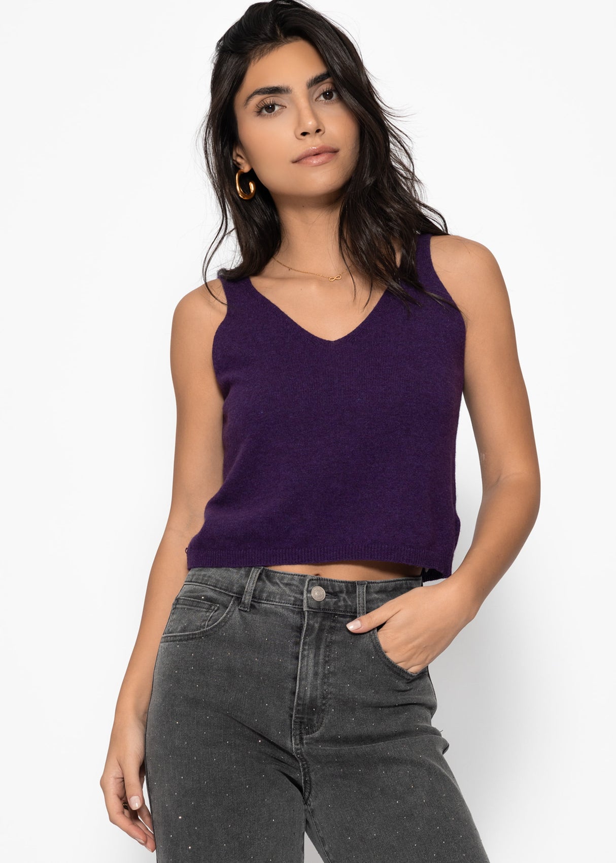 Knitted top with cashmere - purple