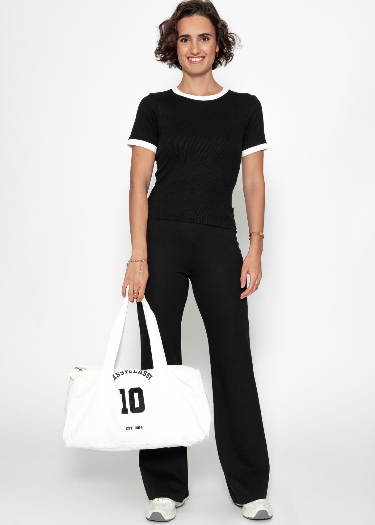 T-shirt with panels - black-off-white