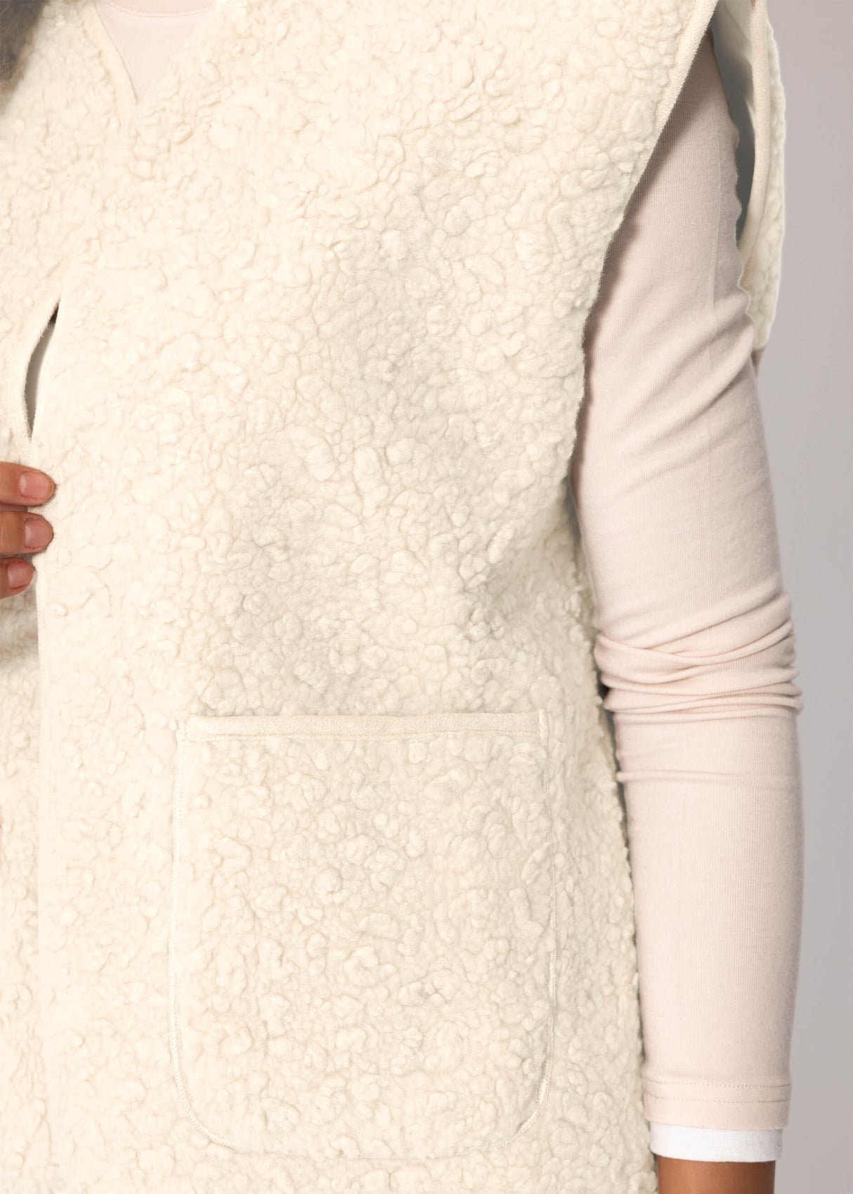 Teddyweste mit Taschen - beige