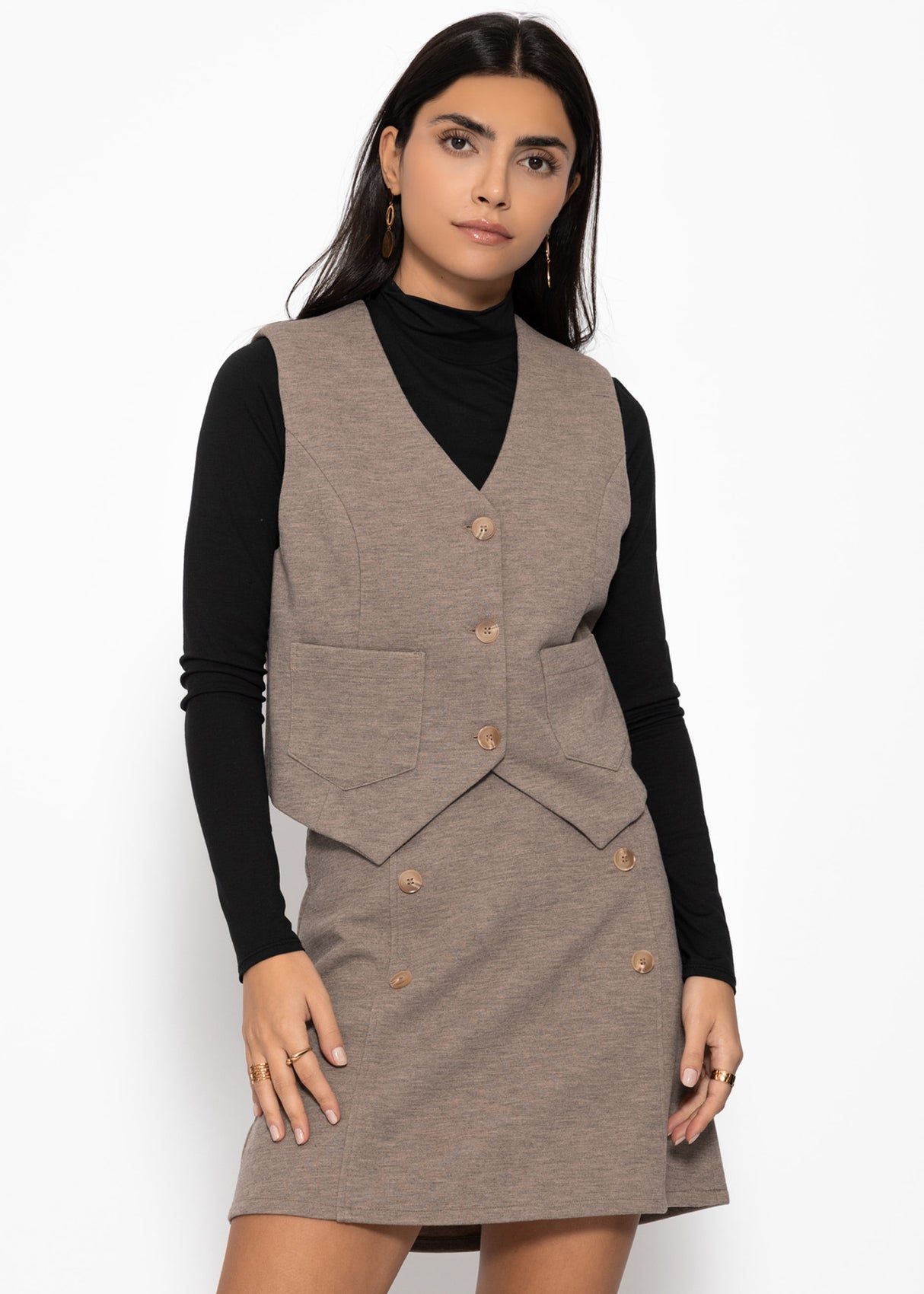 Vest with pockets - taupe