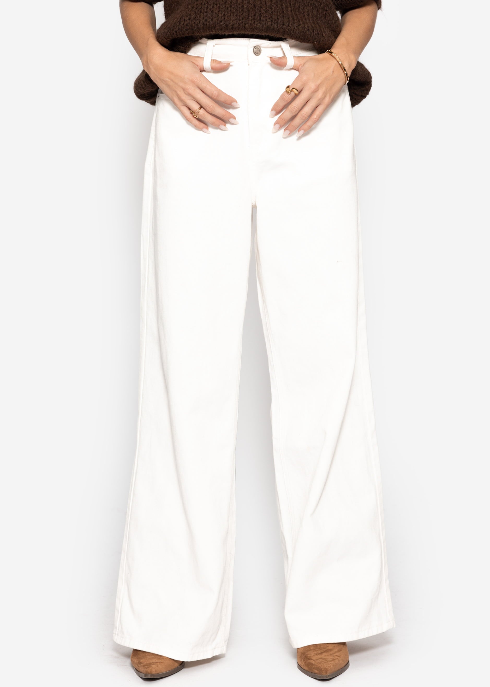 Wide Leg Jeans mit hohem Bund - offwhite