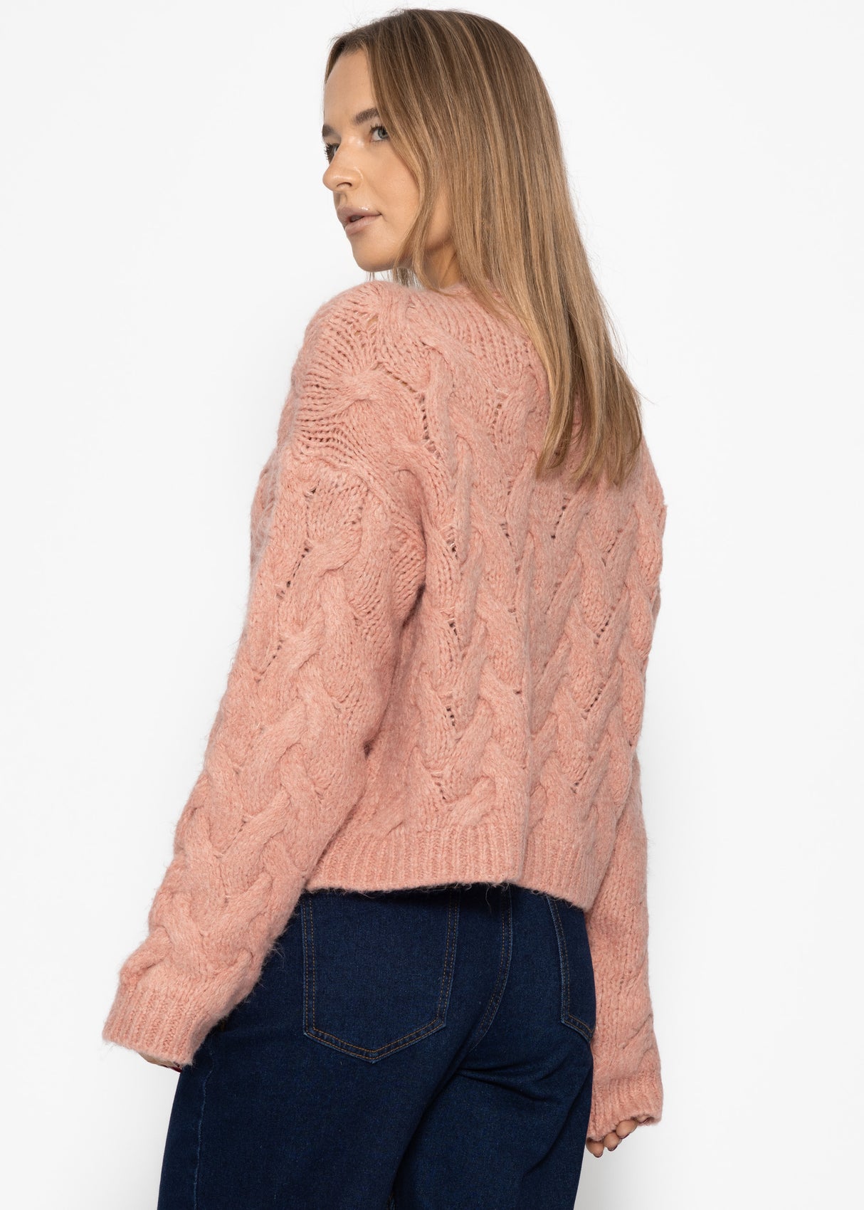 Cable knit sweater - pink
