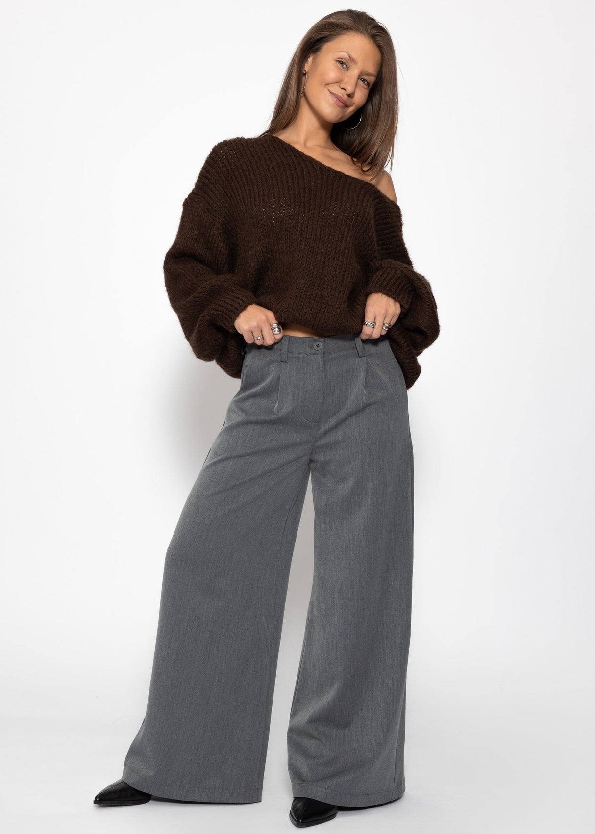 Wide-leg suit pants - gray