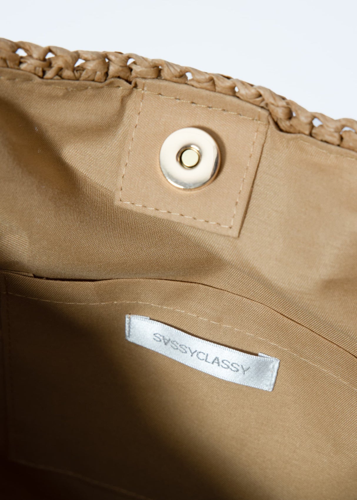 Raffia shopper with logo - beige